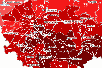 Extreme Temperaturen in Russland am 31. Juli 2010