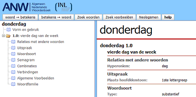 Allgemeines Niederländisch-Wörterbuch ist on-line