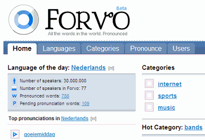 Forvo – Online-Aussprachewörterbuch aller Sprachen