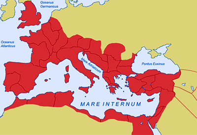 Verbreitung des Römischen Reichs im Jahr 117
