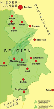 Deutschsprachiges Gebiet in Belgien, mit Zentrum in Eupen