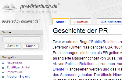 PR-Wörterbuch mit Wikioberfläche geht online